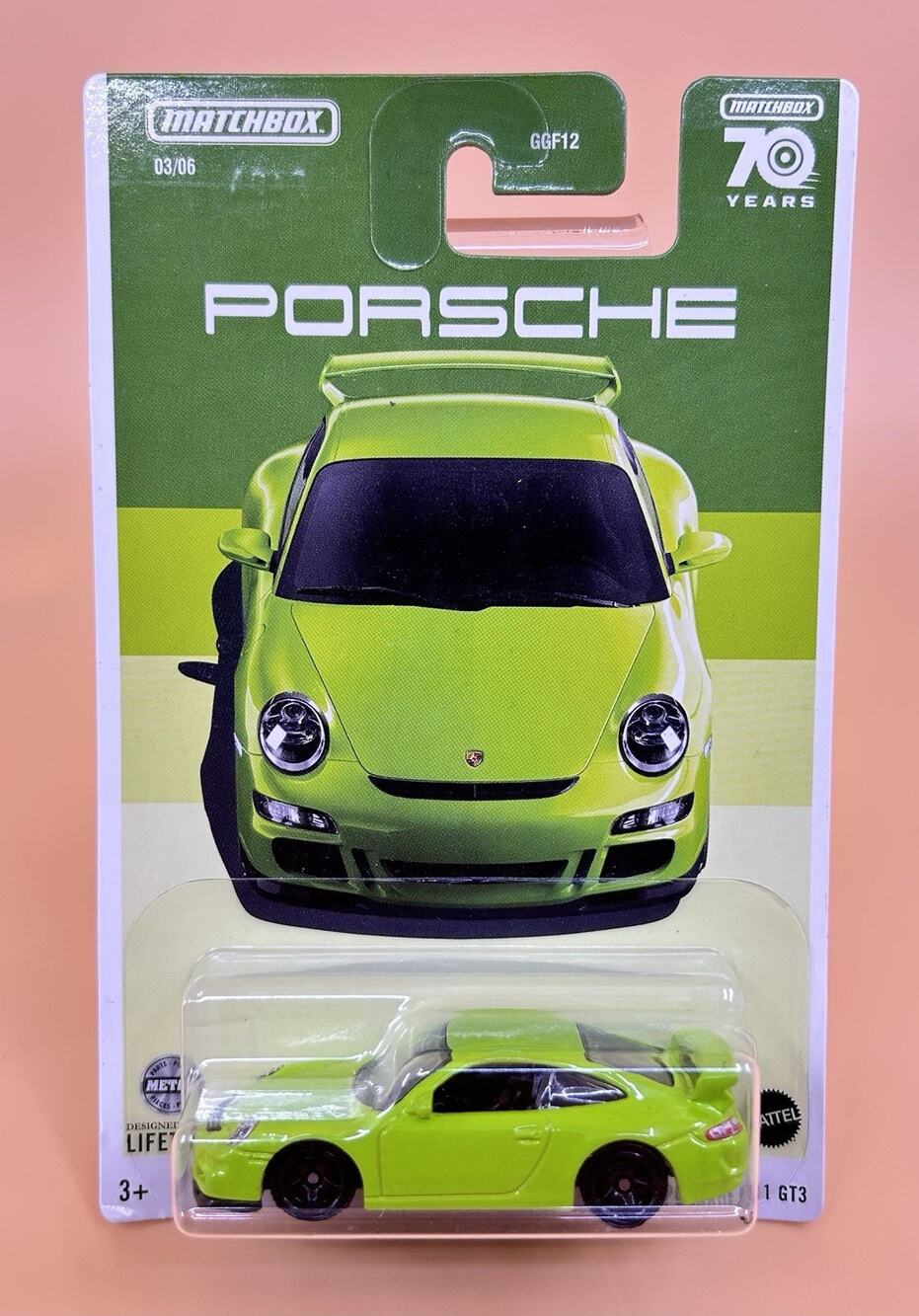 Matchbox 2007 PORSCHE 911 GT3 70 Years Green Diecast GGF12 Diecast 1:64 NOC